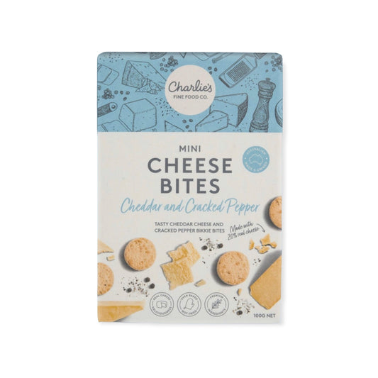 Charlie's Fine Food Co Cheddar and Cracked Pepper Mini Cheese Bites 100g