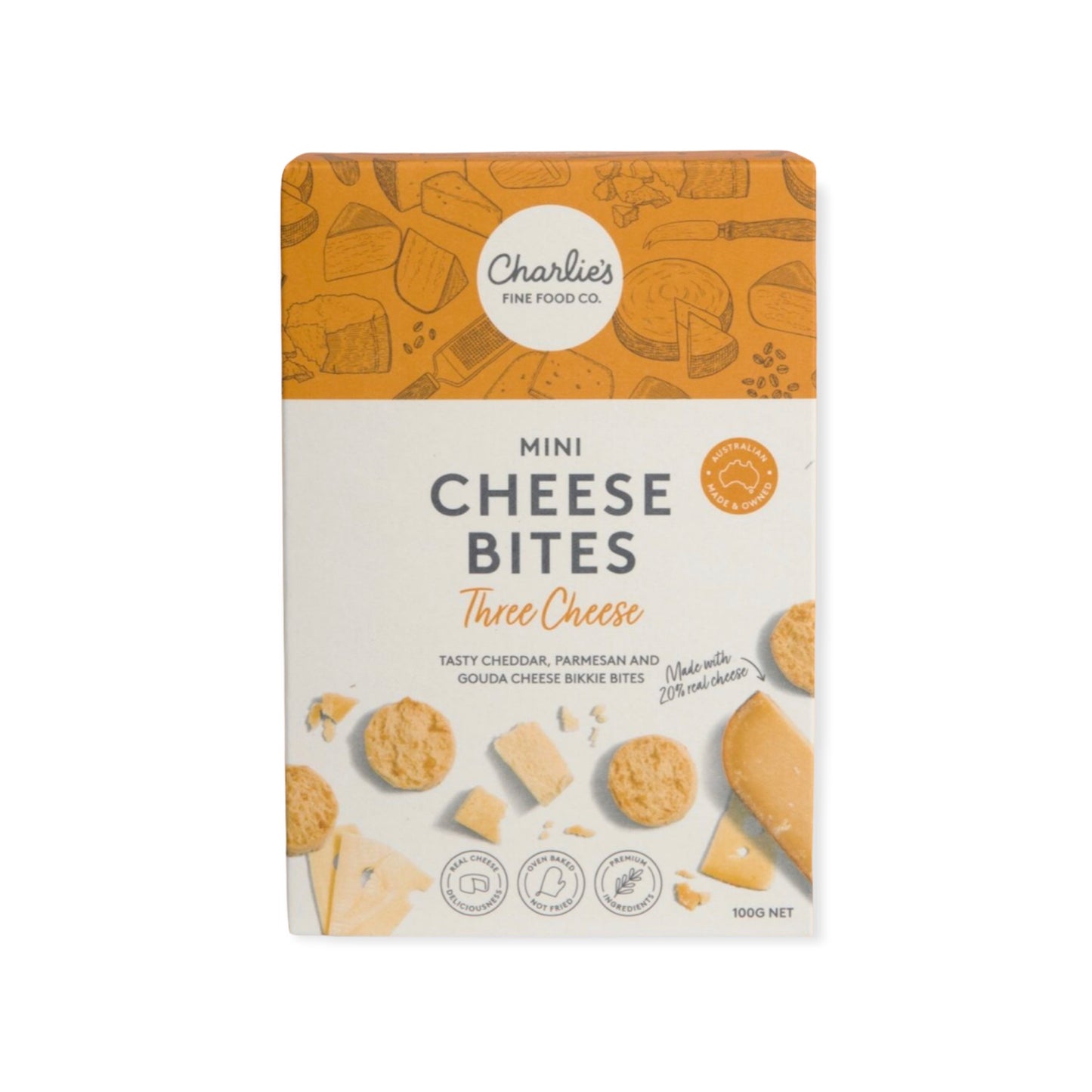 Charlie's Fine Food Co Three Cheese Mini Cheese Bites 100g