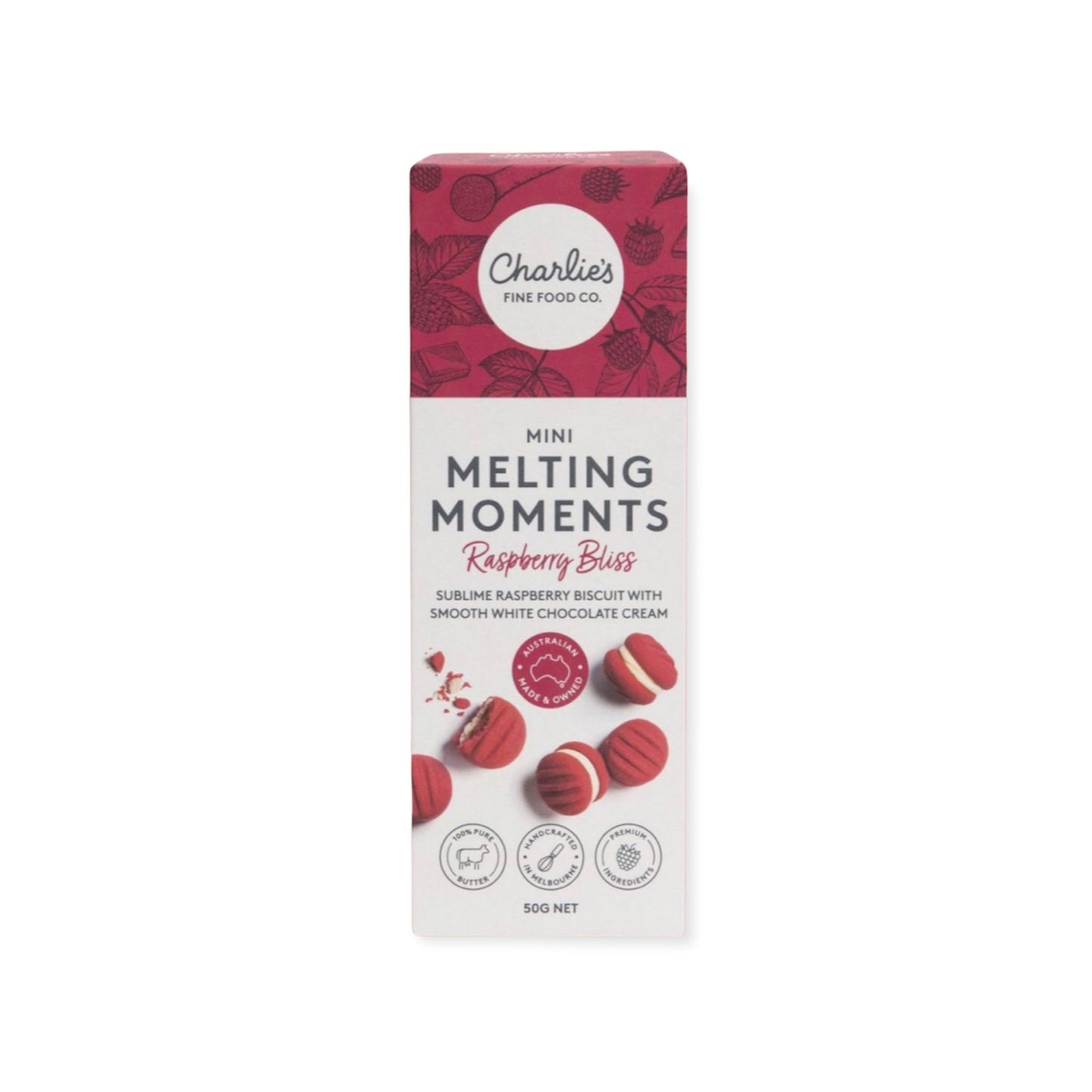 Charlie's Fine Food Co Raspberry Bliss Mini Melting Moments 50g